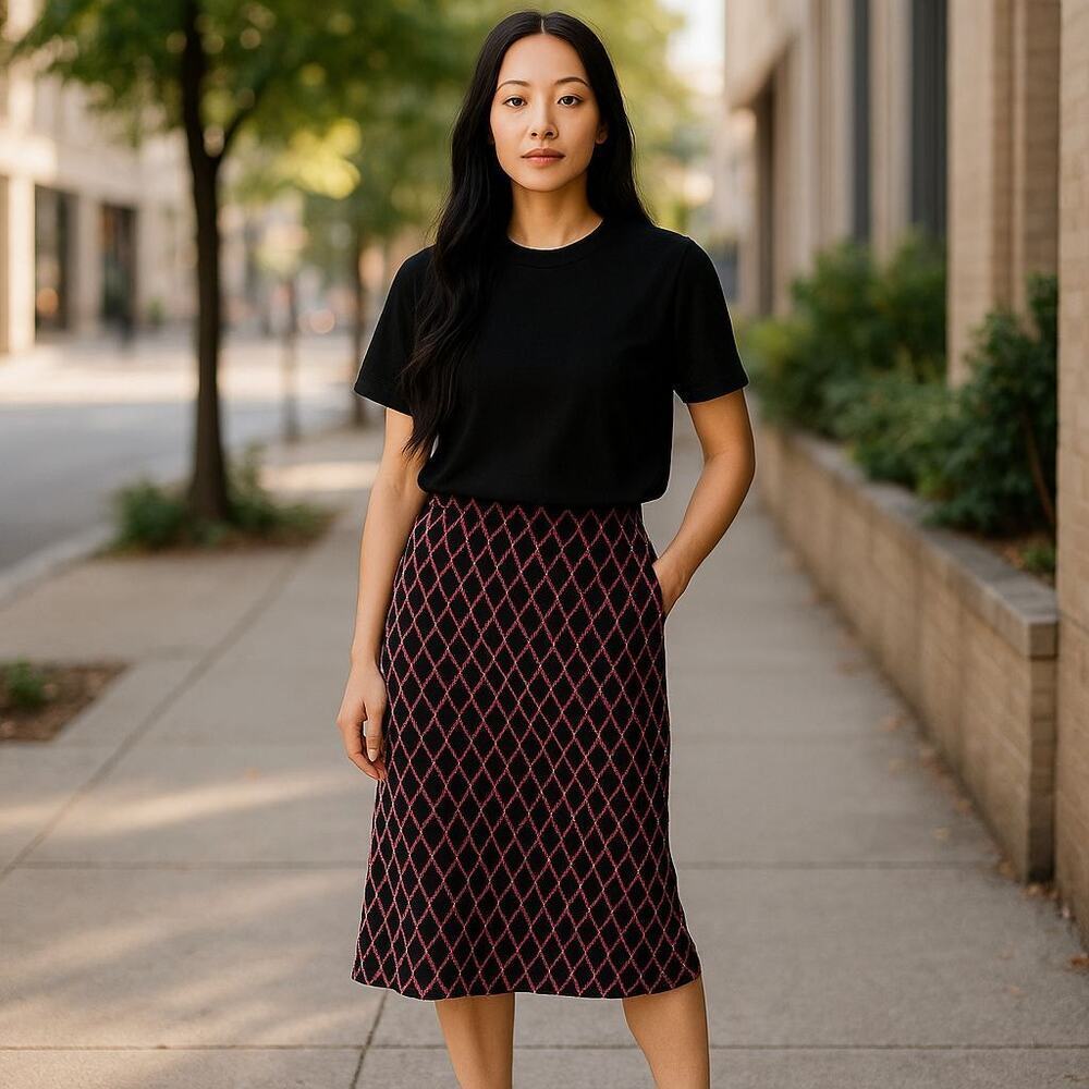 Diane von Furstenberg sz 6 flare hem pencil skirt vintage wool blend WSK1